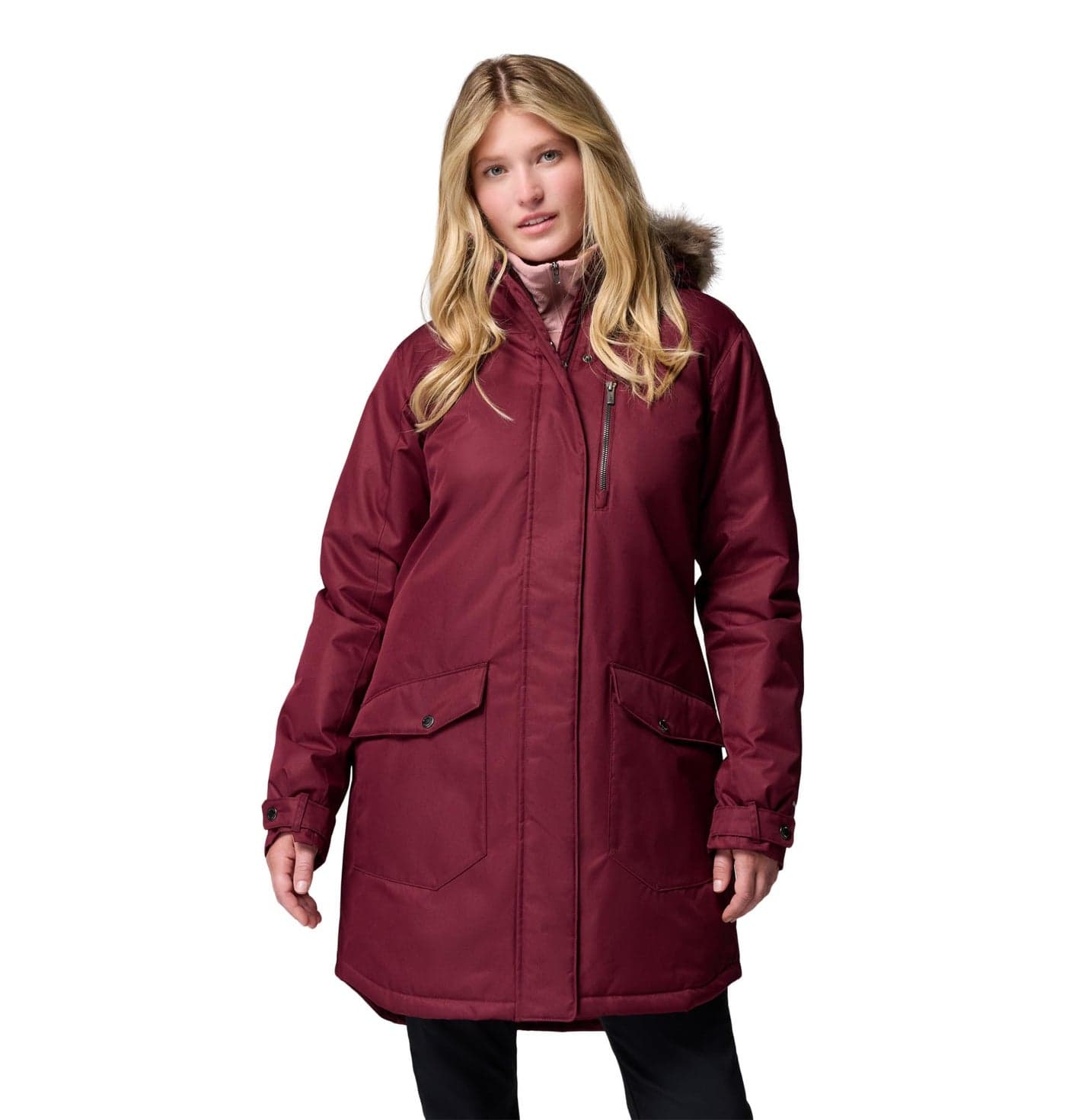 Columbia Womens Suttle Mountain Long Insulated Jacket, Rich Wine, Large