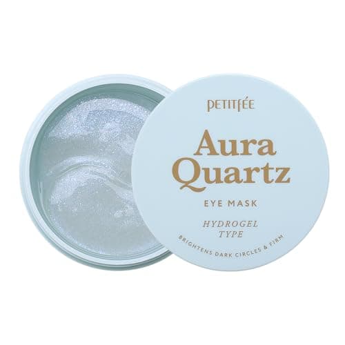 PETITFEE Aura Quartz Hydrogel Eye Mask Blue 60 pcs 30 pairs Eye Patch for Dark Circles Brightens Under Eyes Glutathione Ascorbic Acid Puffy Eye Bags Cooling Firms Eye Area Intense Hydration
