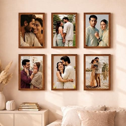 Art Street Premium Photo Frame for living room, Classic Aesthetic Design Photo Frames for Photograph, Art Work, Kids Room Set of 6 (8x12 Inch, Brown)