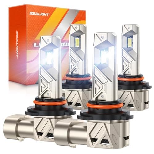 SEALIGHT 9005 9006 Bulbs Combo, 96000LM 1000% Bright S6 Pro 9005 9006 Bulb with 32Lighting Chips, 80,000hrs+ Lifespan, HB3 HB4 Drving Fog Light 6500K White, 1:1 Size Plug and Play, Pack of 4