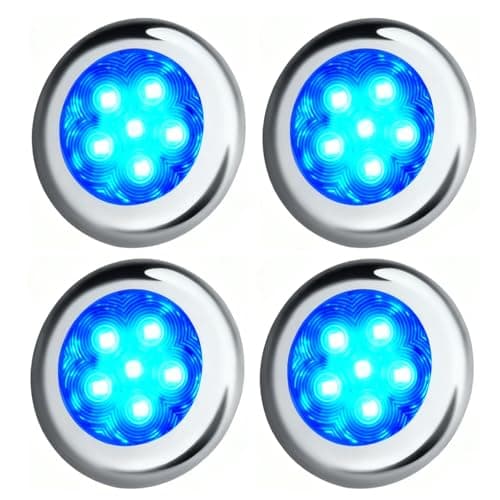 ULITECO Boat Courtesy Lights, IP68 Waterproof Boat Interior Lights, Marine Navigation Stern Courtesy Night Fishing Lighting, Stainless Steel Marine LED Lighting for Pontoon Bass Sailboat(4PCS Blue)