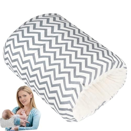 Povkufii Baby Feeding Arm PillowNursing Arm Pillows for BreastfeedingSoft Cotton for Newborn More Support for Mom and BabyPortable and WashableErgonomic Nursing EssentialsGrey Stripe