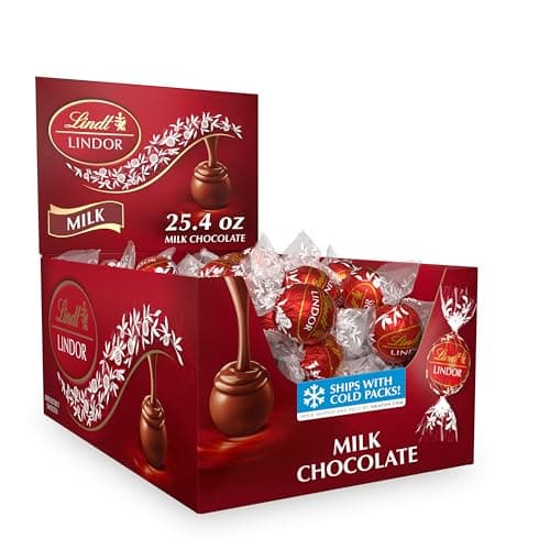 Lindt LINDOR Milk Chocolate Candy Truffles Milk Chocolate with Smooth Melting Truffle Center 254 oz 60 Count