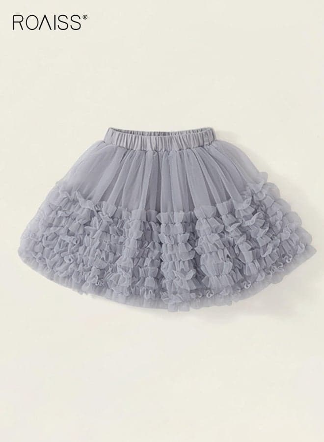Girls Tulle Skirt with Lining, Elastic Waist Skirt for Girls, Stylish Versatile Tutu, Fluffy Lightweight A-line Mini Skirt, Suitable for Daily Wear, Ballet Performanc or Any Occasion