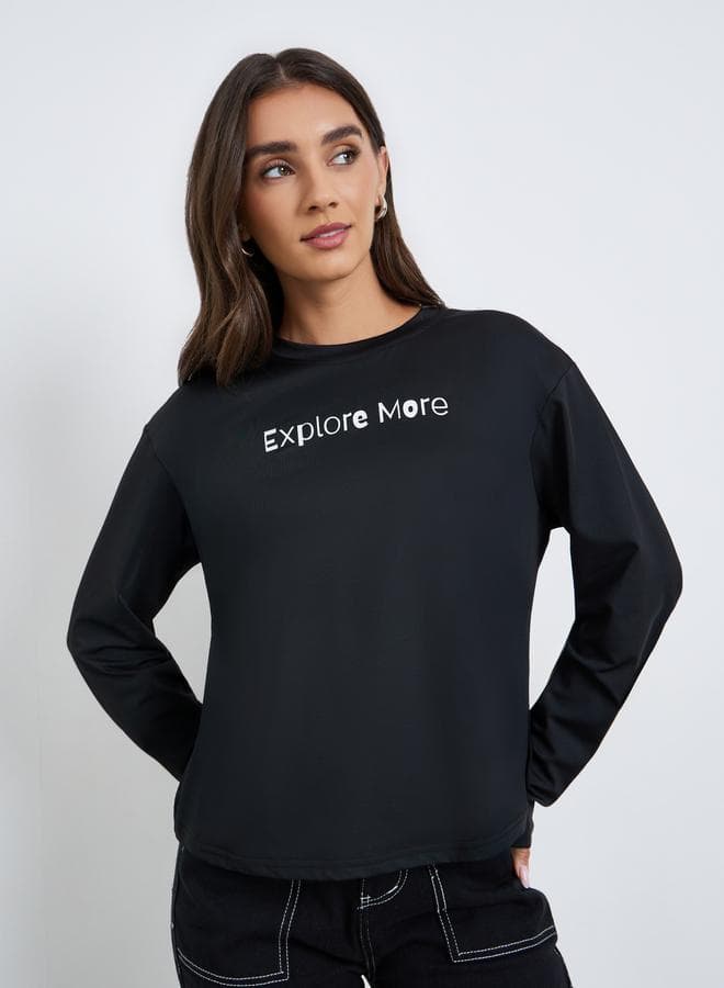 Women Slogan Print Regular Fit T-Shirt