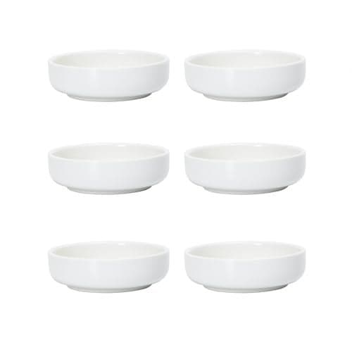 Selamica Soy Sauce Dish, 2.5 oz Ceramic Dipping Bowls Set of 6, 3.3 Inch Pinch Bowls, Mini Bowls for Side Dish, Condiment, Ketchup, Sushi, BBQ, White