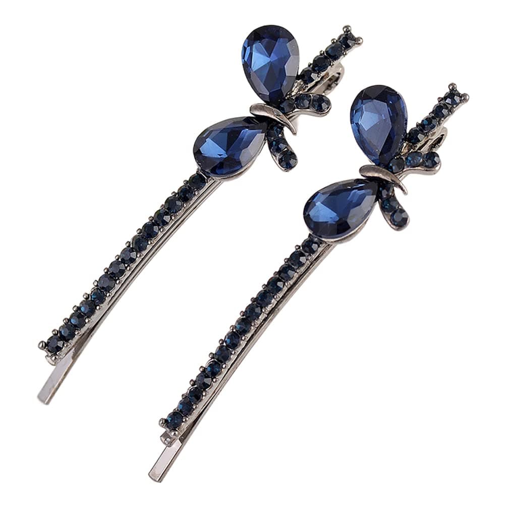 Ruihfas 1 Pair Fashion Crystal Rhinestone Bobby Pins Bow Square Love Hair Pins Clips Accessories for Women Girls Bowtie