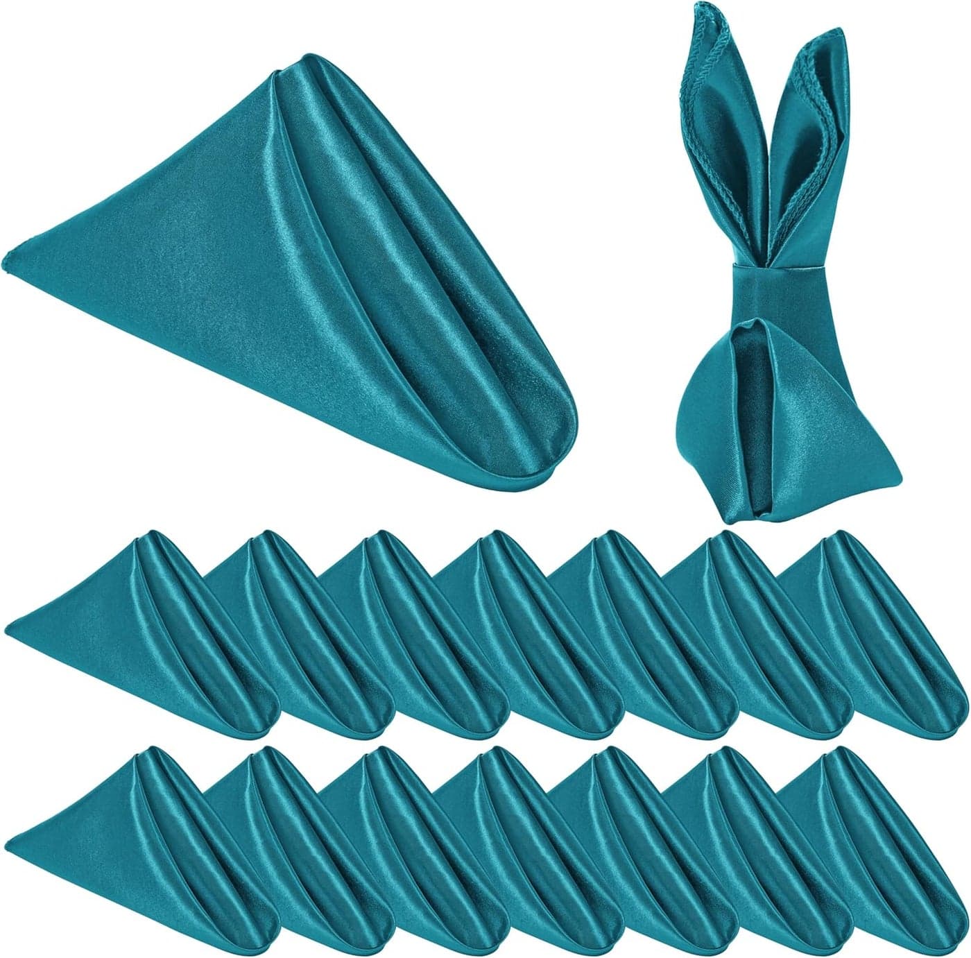 Homiest Teal Satin Napkins 16 Pack 17x17 Inches Square Decorative Napkins for Dinner Banquet Wedding Party