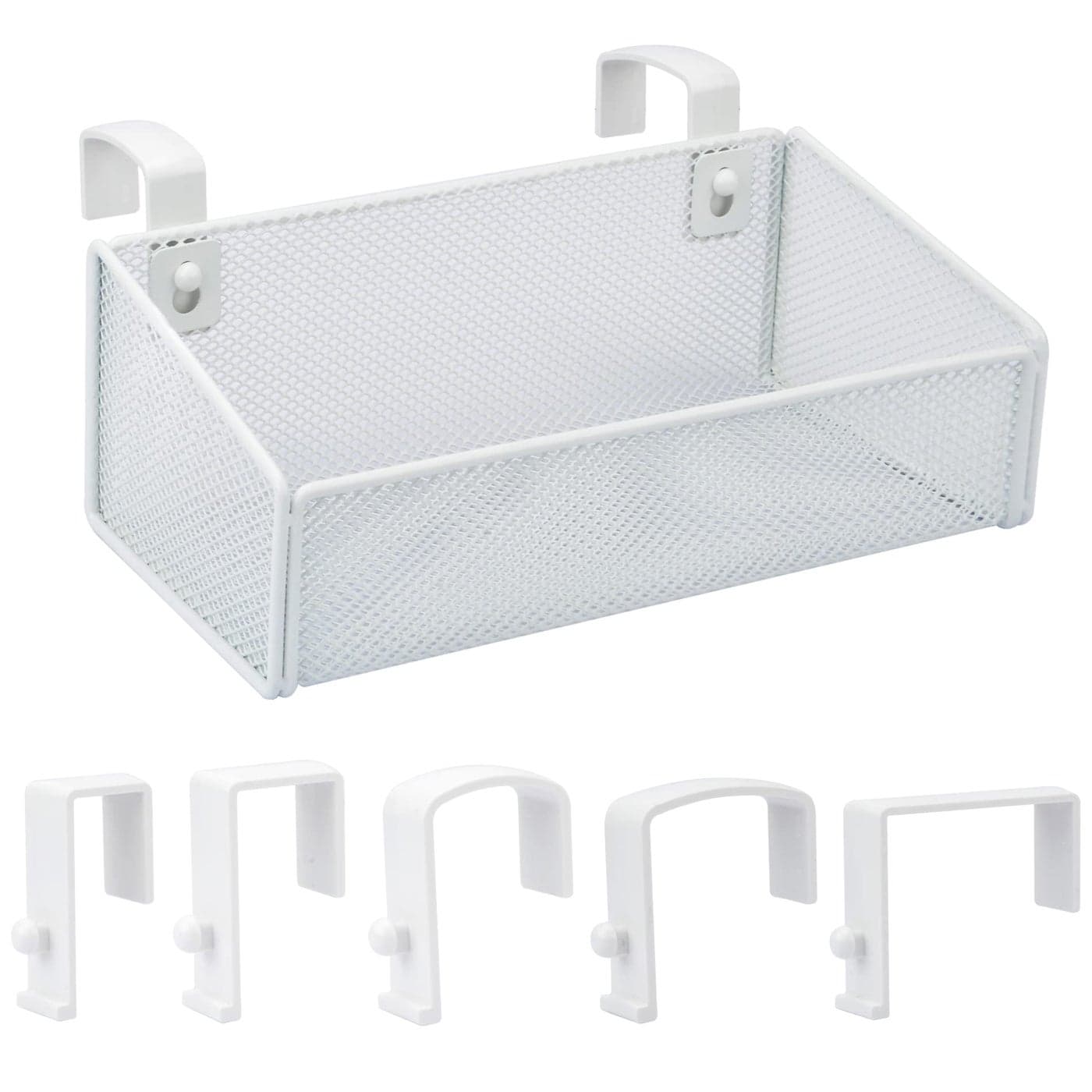 MATIMASU Bedside Caddy Hanging Storage Basket Beside Shelf Metal Organizer for Collage Dorm Bunk BedHospital BedBaby Bed Bedroom Essentials for MagazineRemote ControlPhoneDrinks White