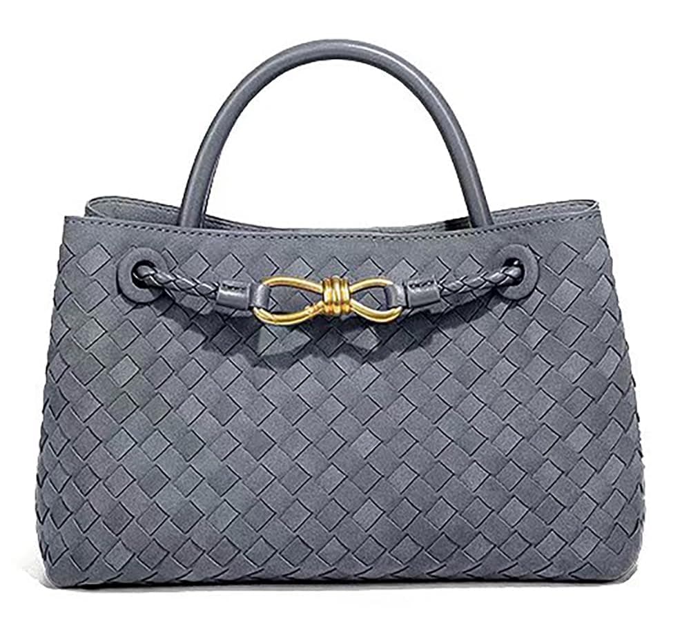 Suede Woven Tote Bag for Women PU Leather Hobo Bags Trendy Crossbody Purse Shoulder Satchel Bag Top Handle Tote Handbag