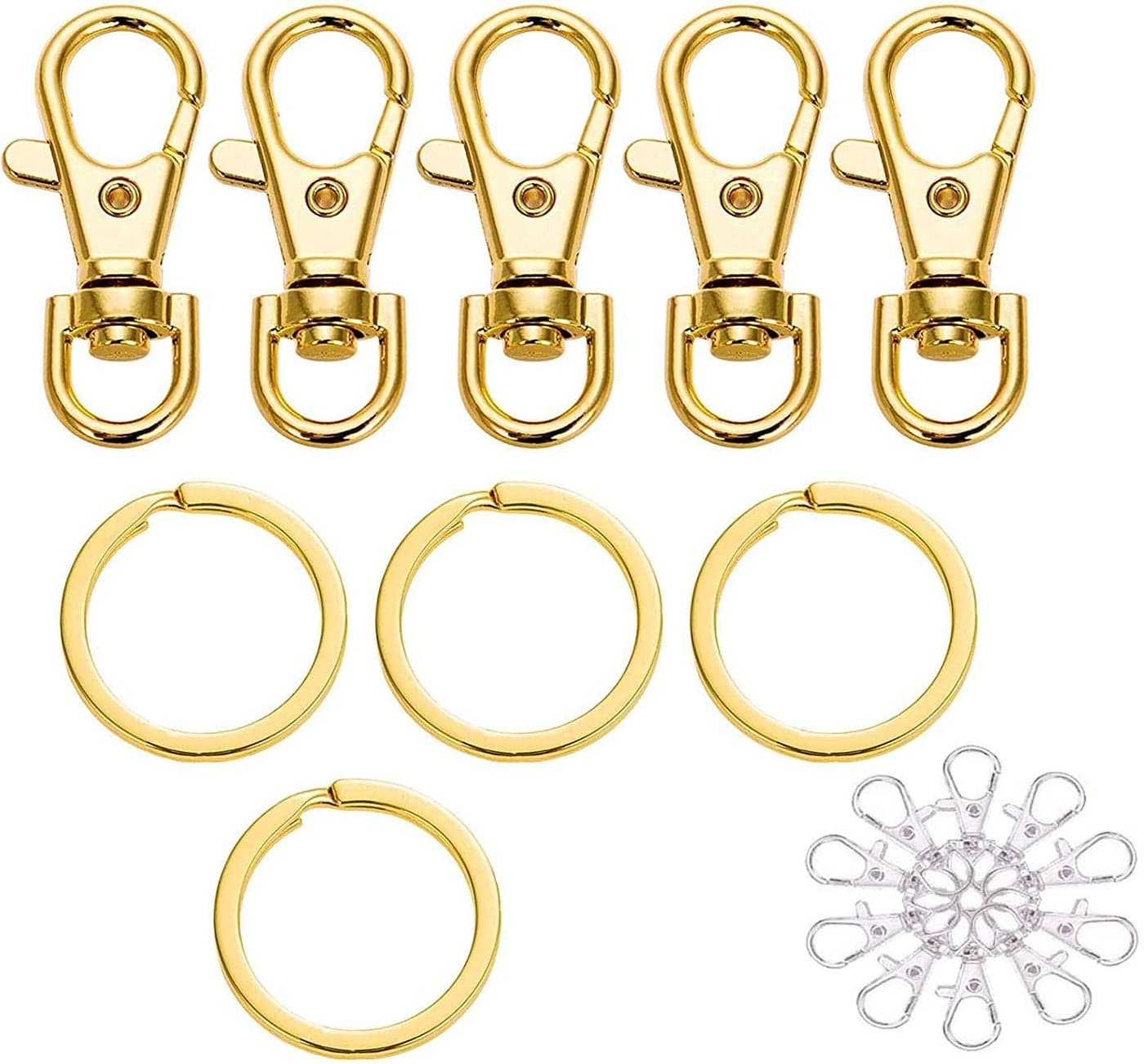 DIY Crafts Pack of 5 Pcs, KC Gold, Swivel Lobster Claw Clasps + Snap Hook Metal Lobster Claw Clasps Swivel Lanyards Trigger Snap Hooks Strapfor Keychain Key Rings Bags(Pack of 5 Pcs, KC Gold)