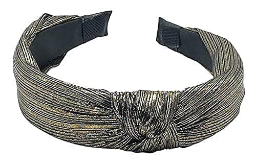 Drishti Solid Shimmer Fabric Knot Plastic Hairband Headband for Girls and Woman Pack Of-1 (Golden)