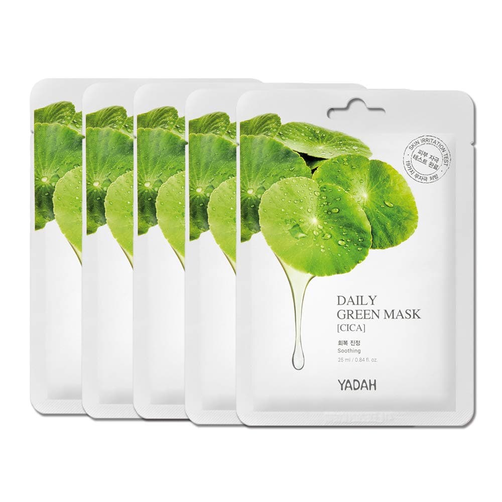 YADAH Daily Green Facial Sheet Mask Cactus Pack of 5 Vegan for Skin Soothing