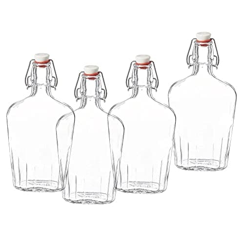 Bormioli Rocco Fiaschetta Glass 8.5 Ounce Pocket Flask, Set of 4