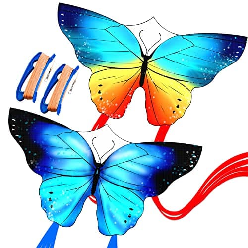 Kaiciuss 2 Pack Butterfly Kites for Kids and Adults Easy to Fly Large Single Line Beach Kite for Teens Easy Flying Kite for Boys and Girls