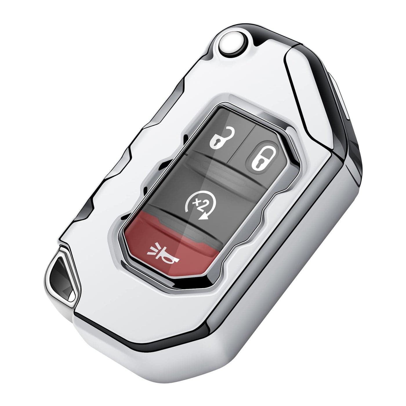 Tukellen for Jeep Key Fob Cover Premium Soft Full Protection Key Shell Key Case Compatible with 20202025 Gladiator JT Sahara JLU 20182025 Wrangler JL JLU RubiconSilver