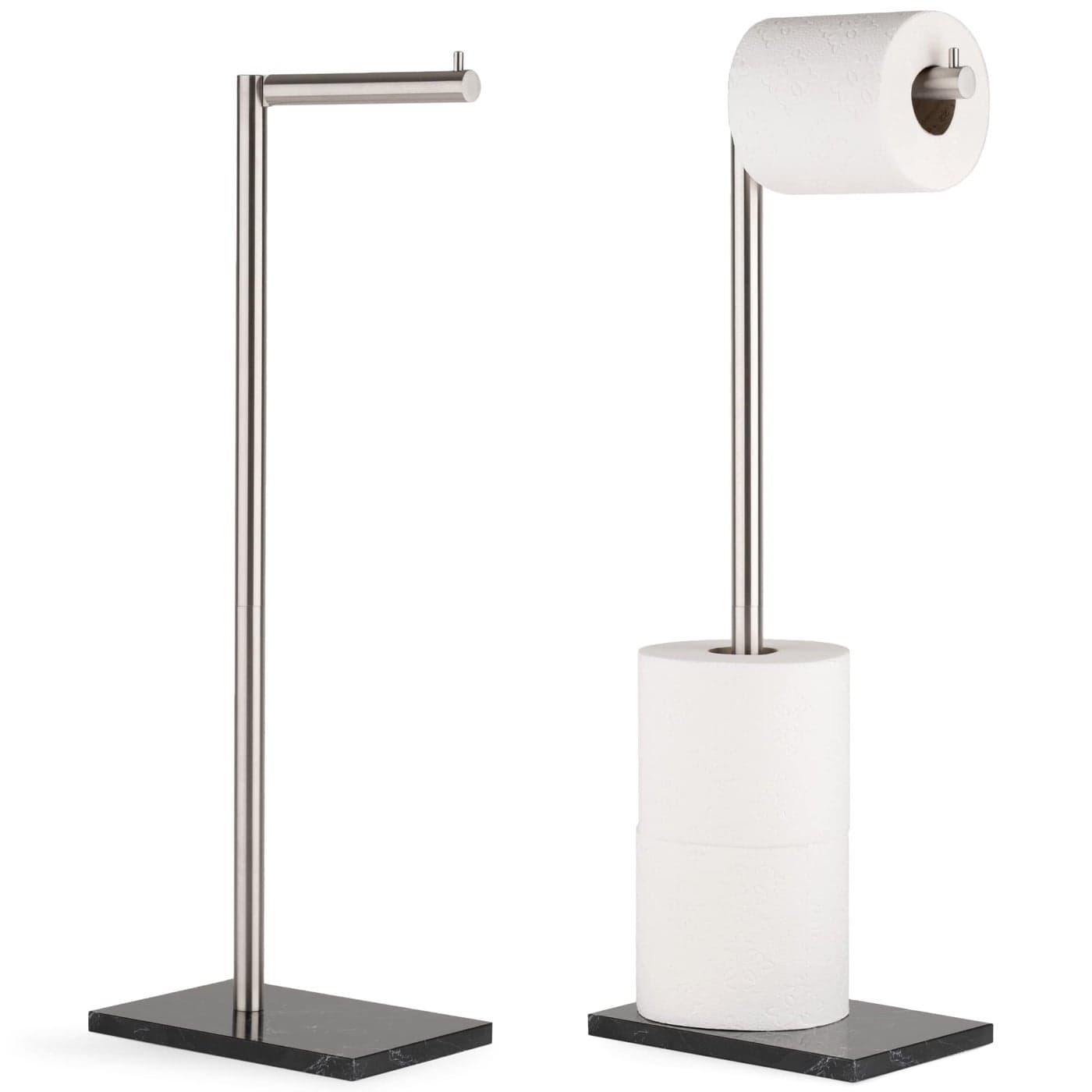 MARMOLUX ACC Free Standing Brushed Nickel Toilet Paper Holder Stand 4 Jumbo Roll Bathroom Hardware Standing Toilet Paper Holder Stainless Steel Toilet Paper Stand Brushed SteelBlack Marble