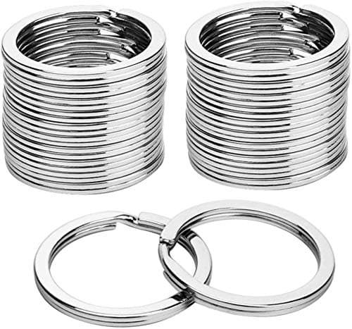 KINGFOREST 50Pack 1 Inch Metal Key Rings 25mm Silver Split Keychain Rings for Keys DIY Crafts Home Car Office Accessories Durable Nickel Flat Keyrings Bulk