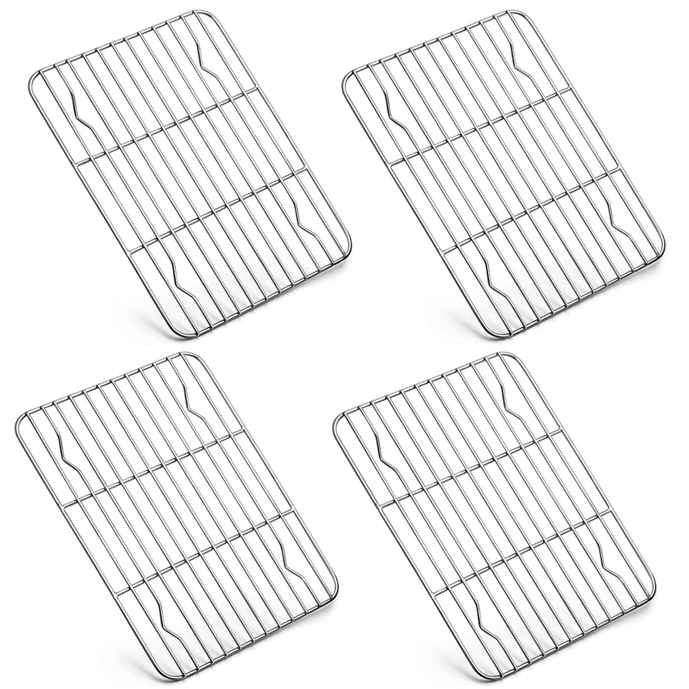 PP CHEF Baking Cooling Rack Set for Cooking Roasting 4Piece Stainless Steel Wire Racks for Oven Use Healthy Dishwasher Safe Rectangle 86 Inch