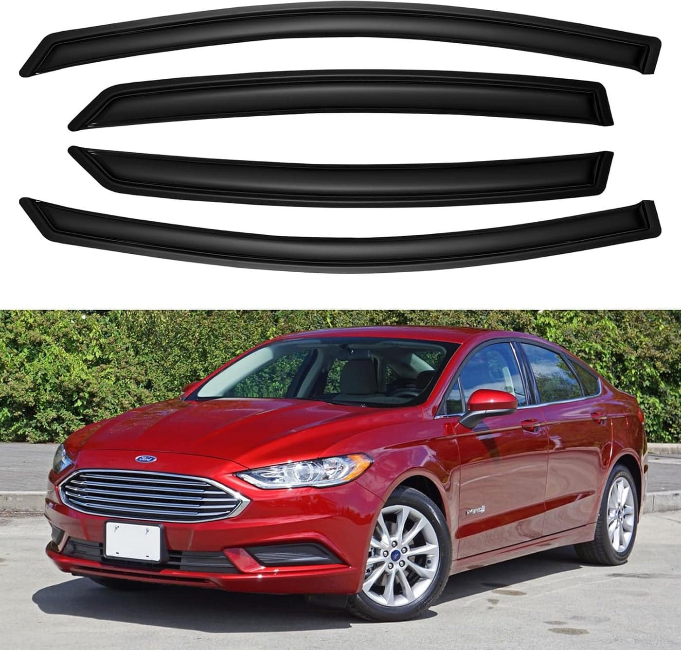 YQAUTEC Window Rain Guards for Ford Fusion 2013-2020