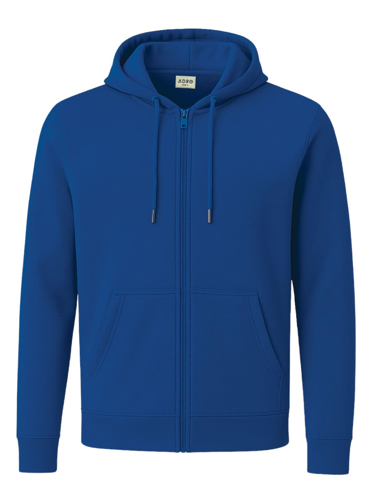 ADRO Mens Cotton Solid Zipper Hoodie Sweatshirts | ZH23-PLN-RB-M Royal Blue