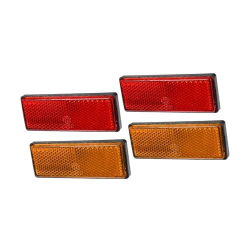 REPAIROCK 4pcs 3.46"x1.26" Universal Reflector - Rectangle Motorcycle Bike Safety Reflector Increase Visibility and Safety on The Road - Plastic Red Orange Auto Replacement Parts