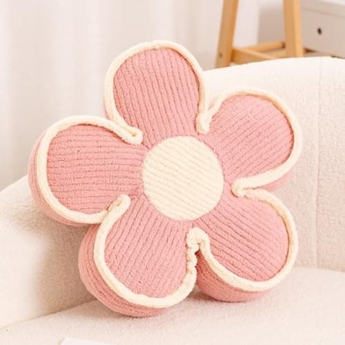 Kcvvcr Flower Pillow Soft Flower Shaped Floor Cushion Flower Decorative Throw Pillow Cute Flower Seating Cushion Flower Room Dcor Plush Pillows for Sofa Couch Bed 137 Inch Pink