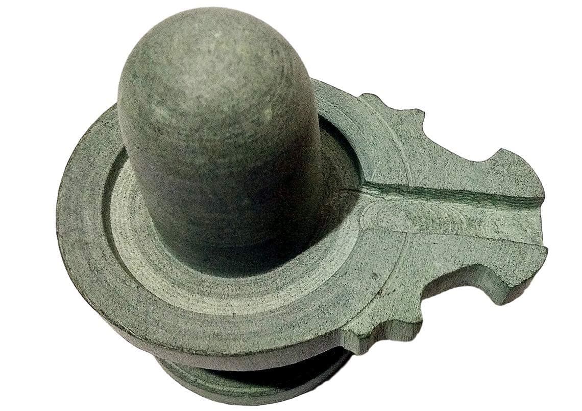 athizay Stone Shivling Statue Made up of Gorara Stone Handcrafted Shiva Lingam Available in Black and Grey in Different Sizes (10.7 CM), Religious