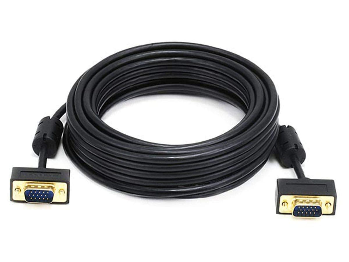 Monoprice 25ft Ultra Slim SVGA Super VGA 30/32AWG M/M Monitor Cable w/ ferrites (Gold Plated Connector)