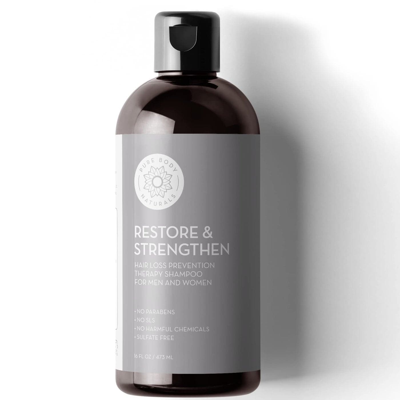 Pure Body Naturals Hair Loss Shampoo to Restore and Strengthen, Large 16 Ounce, DHT Blocker Shampoo for Thinning Hair, for Men and Women (Label Varies)