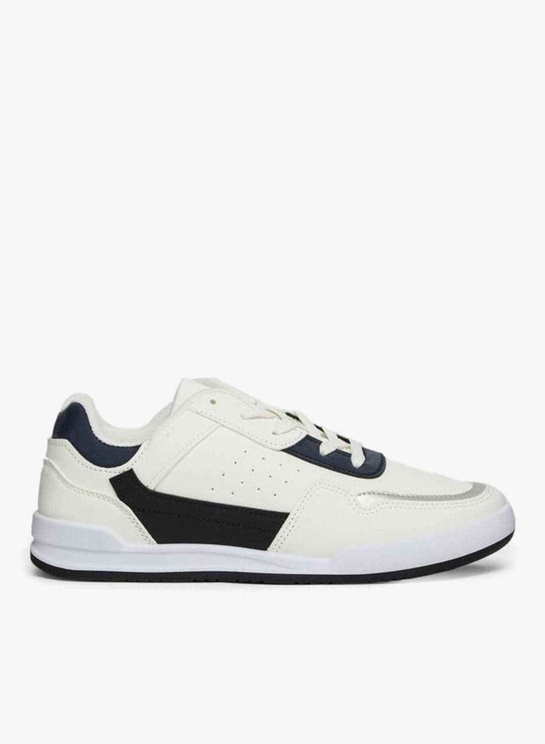Men White Color Block Lace-Up Sneakers