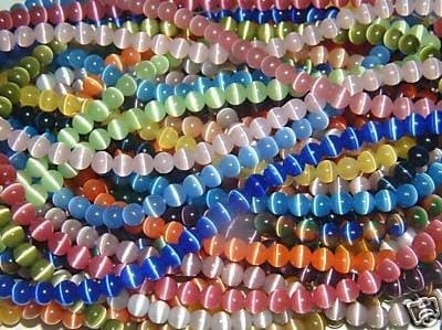 10mm, 8mm & 6mm Cat's Eye Bead Strands Grade A Fiber Optic, 32 Colors to Choose from (6mm, One Strand of Each Color (32))