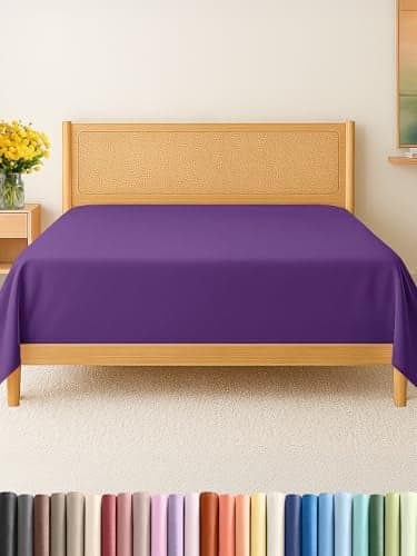 Twin Size Flat Sheet - Hotel Quality Top Flat Bed Sheet Only - Ultra-Soft, Comfy Breathable & Cooling - Fade & Wrinkle Free - Easy-Care, Stain & Shrink Resistant Bedding - Easy-Fit & Oeko-Tex - Purple