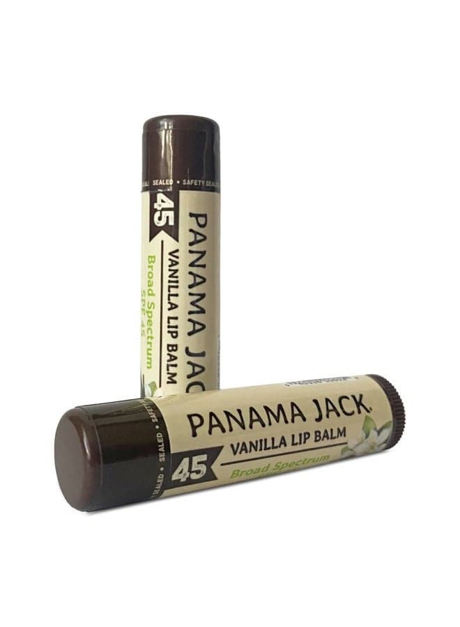 Sunscreen Lip Balm - SPF 45, Broad Spectrum UVA-UVB Sunscreen Protection, Prevents & Soothes Dry, Chapped Lips, Vanilla, Pack of 2