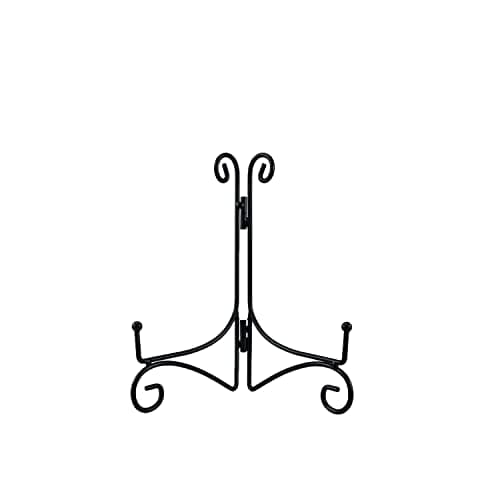 SVENJBB Black Iron Plate Stand, 6 Inch Plate Holder for Display, Small Metal Plate Display Stands for Cookbook, Picture Frame, Photo, Decorative Plates (6 Inch, 1 Pack)