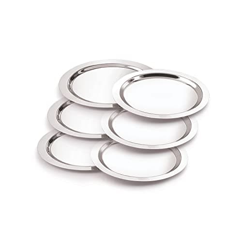 Neelam Stainless Steel 14, 22 Gauge, Tope Cover/Ciba/Lid/Cheeba/Dhakan, 22 cm, Set of 6, Multipurpose, Round Steel Lid, Silver
