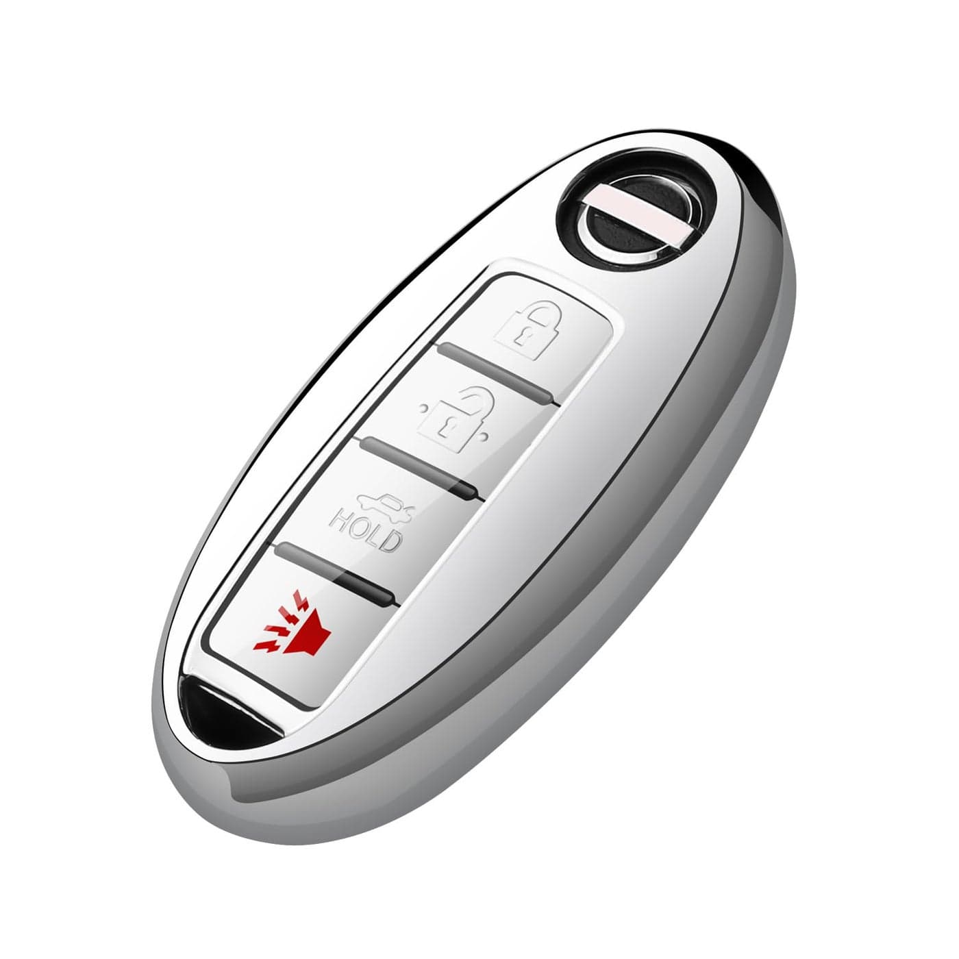 Tukellen Compatible with Nissan Key Fob Cover for Infiniti Key Fob Case Special Soft TPU Key Shell Protector3 Buttons 4 Buttons 5 Buttons Silver