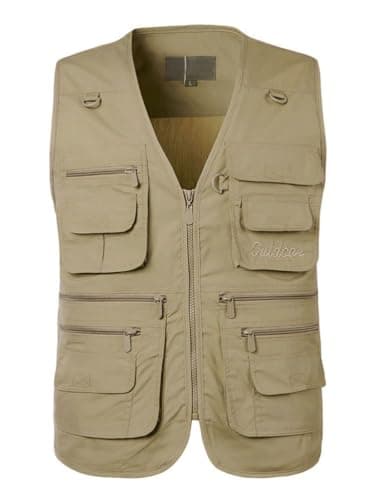 PASOK Men's Work Fishing Vests Lightweight Safari Travel Hunting Waistcoat With Multi-Pockets Color 2 S