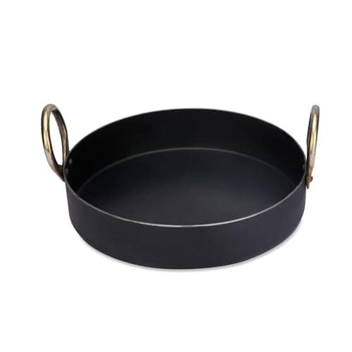 VISMAY'S 10 Inch Iron Flat Base Fry Pan Lohe Ki Tai Kadai for Jalebi Malpua Multipurpose Food Grade Iron Gas and Induction Friendly