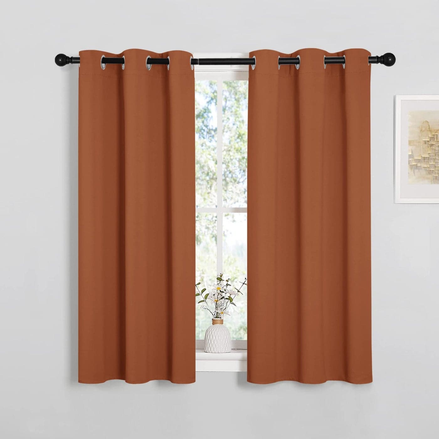 NICETOWN Halloween Window Curtains Blackout Drapes Thermal Insulated Christmas Decorative Blackout CurtainsDraperies for Laundry Room One Pair 34 by 45inch Burnt Orange