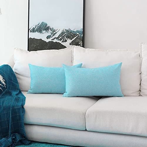 Khooti Jute Cushion Cover | 12 x 20 Inches / 30 x 50 cm | Teal Green | Set of 1 | Throw Pillow Cover for Couches, Chairs, Sofas, Beds, Coffee Tables, Living Rooms, Bedrooms, Modern Boho Design -50 TC