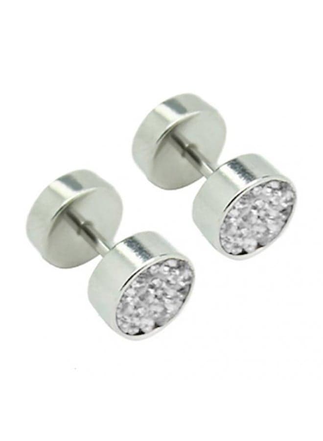 Rhinestones Stainless Steel Barbell Stud Earrings