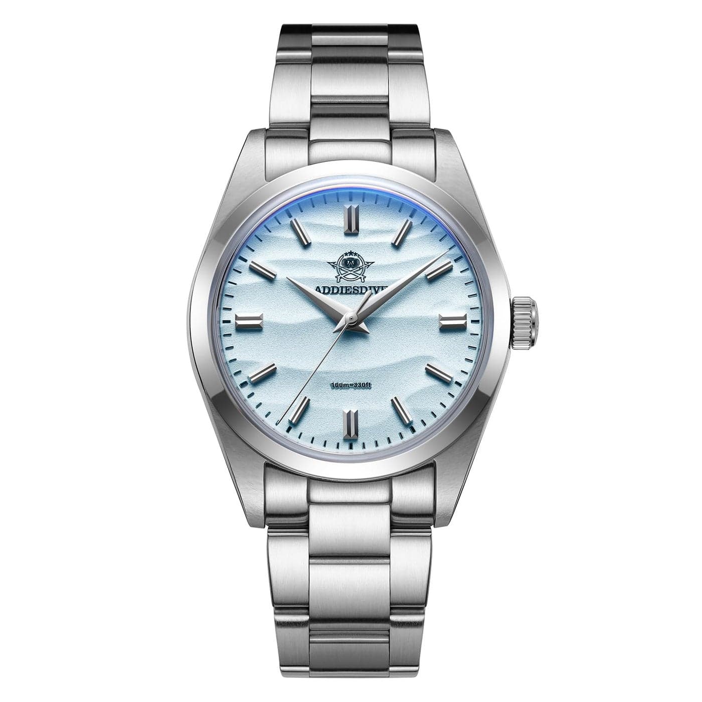 ADDIESDIVE 36 MM Blue Quartz Wrist Watch for Men and Women, VH31 Mech-Quartz Movement K1 Mineral Bubble Conves Crystal Waterproof 100M AD2030