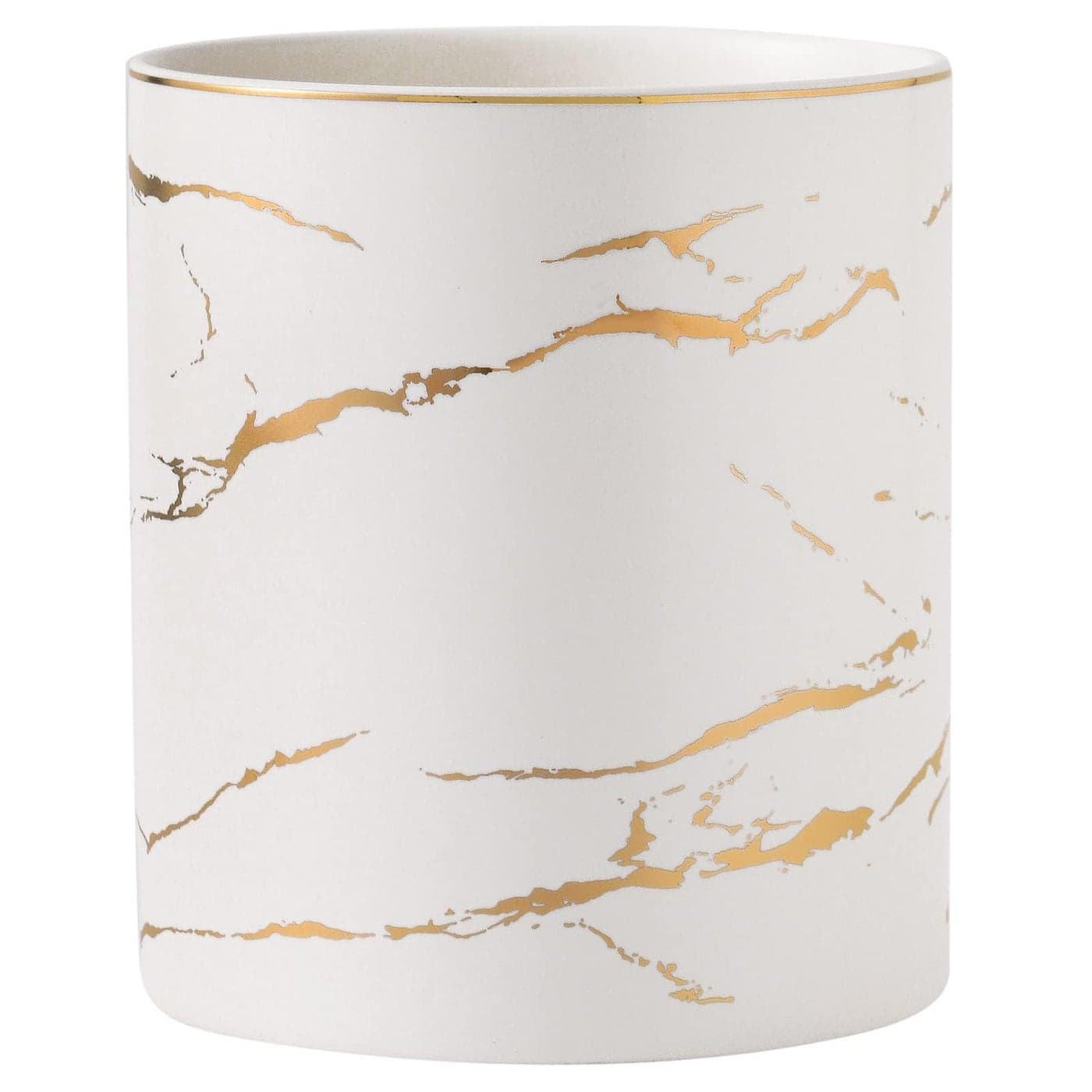 Howise 7" Marble Utensil Holder, Large Kitchen Utensil Holder Organizer , Golden Marble White Stable Utensil Crock Spatula Holder for Kitchen Counter Countertop Farmhouse Cooking Tools Holder