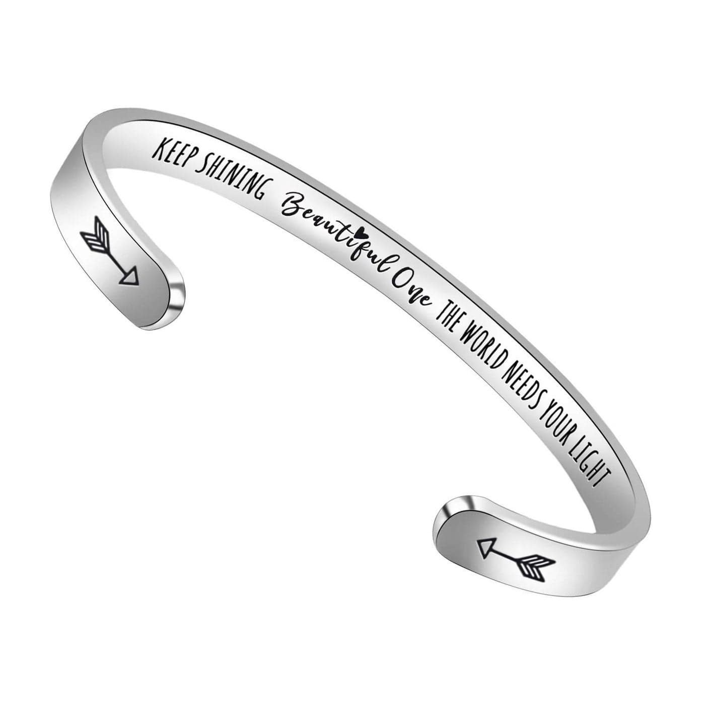 Btysun Gifts for Her Inspirational Bracelets for Teen Friendship Gifts for Women Teenage Her Motivational Friend Bracelets Mantra Cuff Bangle Quotes Engraved Stainless Steel Jewelry