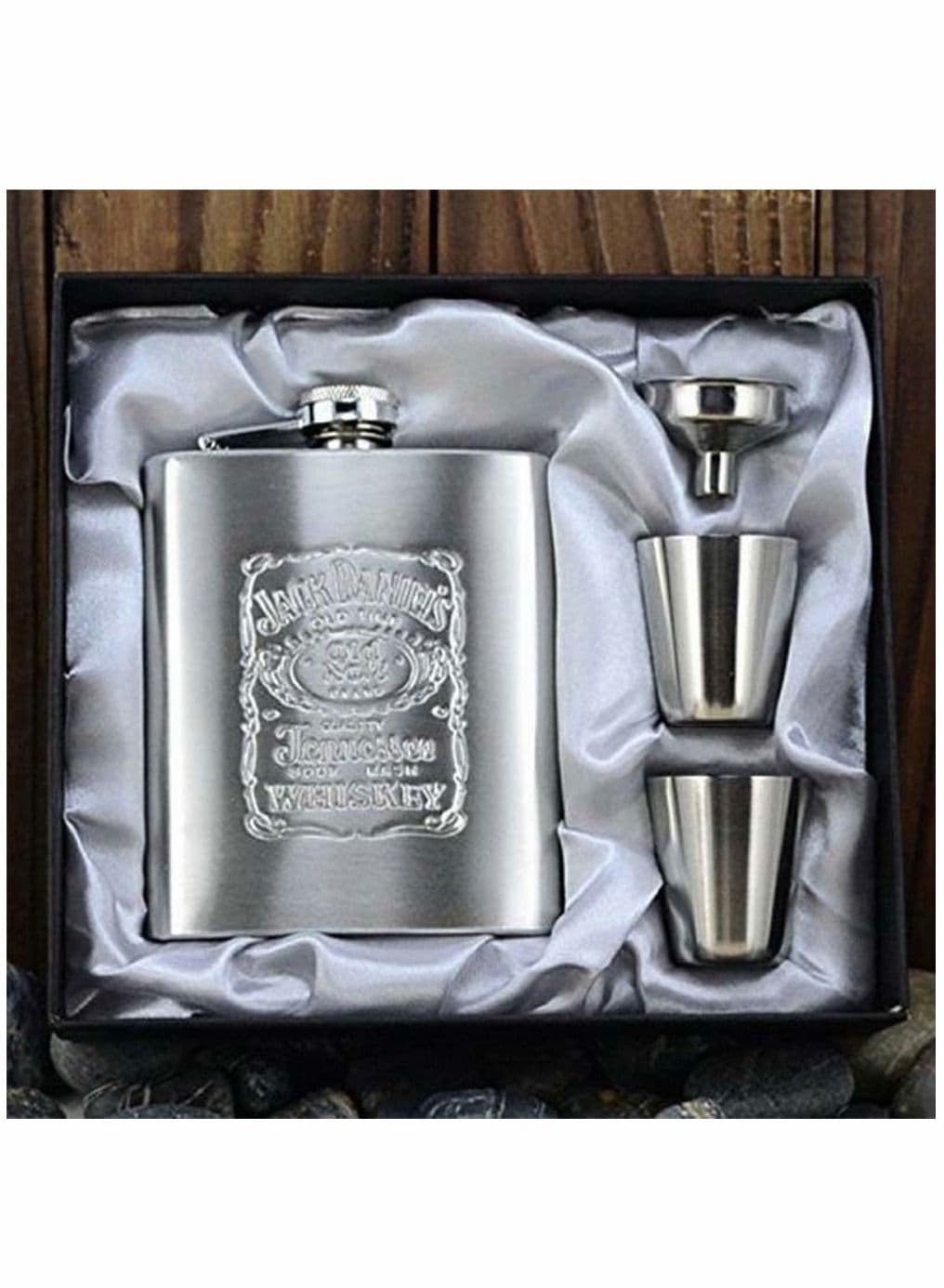 Set Portable Luxury Stainless Steel Hip Flask 7oz Wine Bottle Pocket with Funnel and Glass