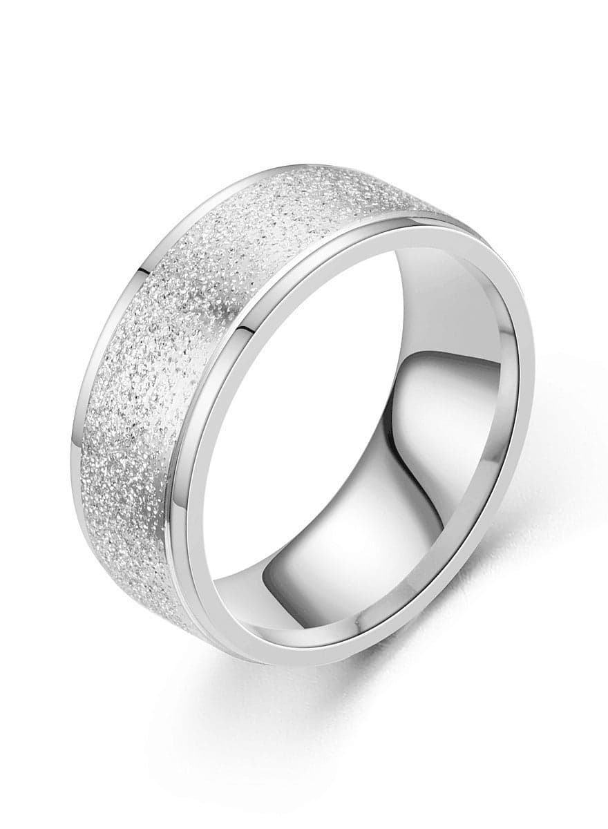 8MM Silver Titanium Steel Matte Ring – EU Size 58, Durable Men's Band, Comfort Fit, Scratch-Resistant, Fashion Jewelry, Classic Wedding Engagement Ring