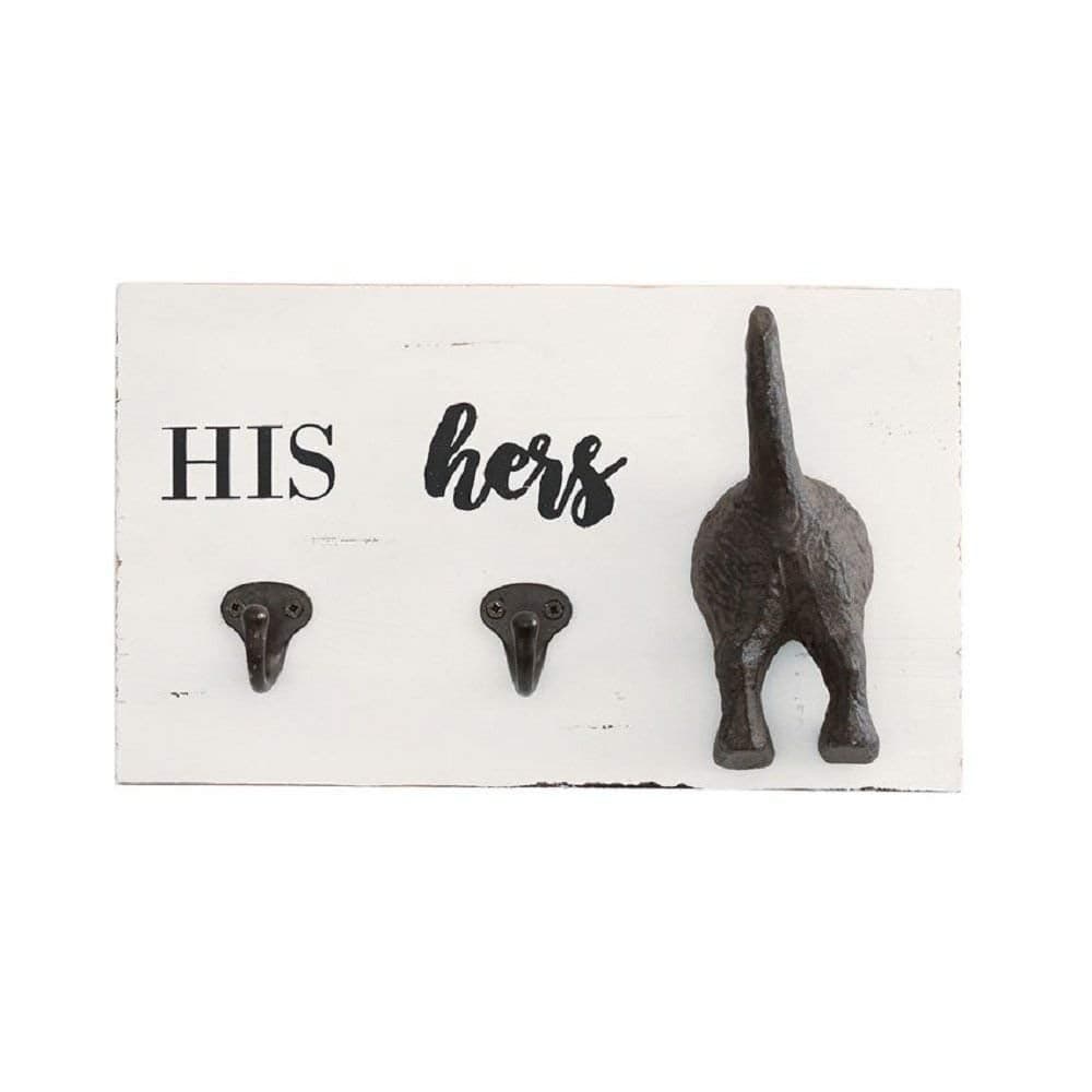 Mud Pie HIS HERS PUP WALL HOOK White Brown 200 x 1100