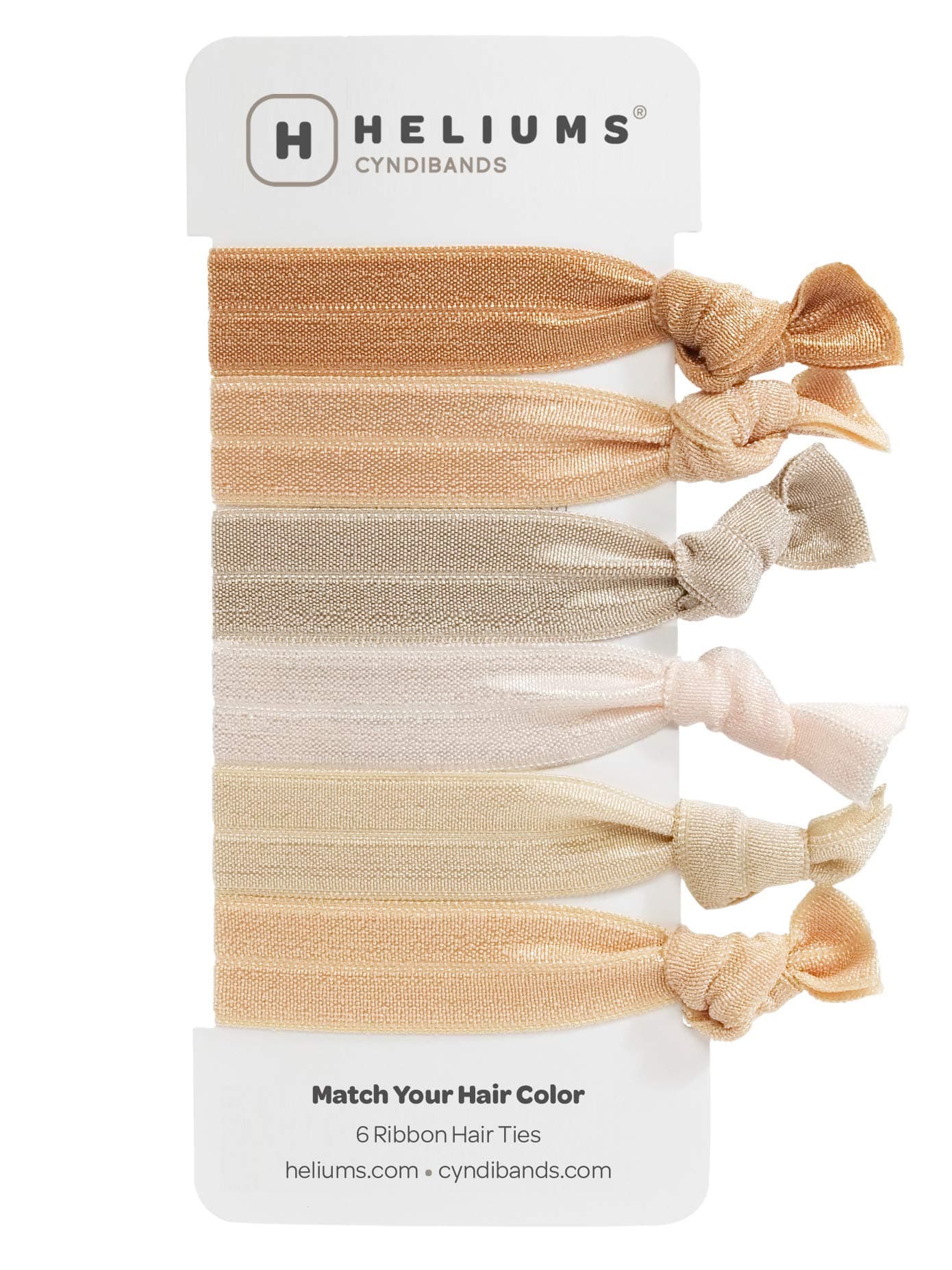 Cyndibands Elastic Hair Ties Blonde Gentle Hold Ribbon Ponytail Holders 6 Count