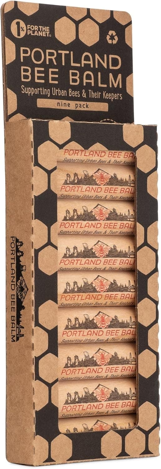 Portland Bee Balm All Natural Handmade Beeswax Based Lip Balm, Rose Garden 9 Count